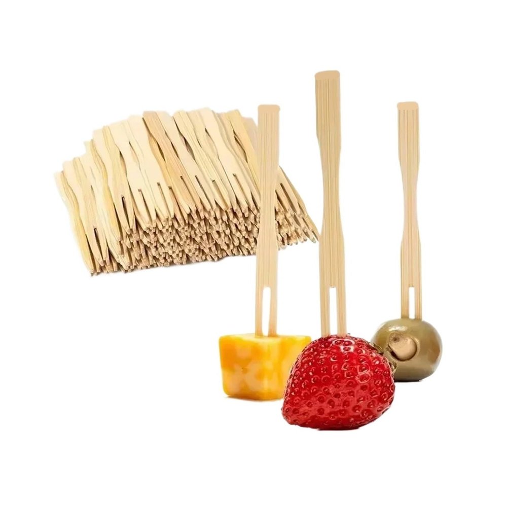 Bamboo Forks 1500 Pcs Bamboo Disposable Fruit Forks - Dessert Cocktail Tableware Set For Food