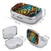 Stained Glass Art Pill Case for Travel, Rectangle Metal Pill Organizer with 2 Compartments, Portable Daily Medicine Box for Purse, Wallet view 2