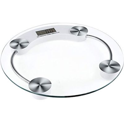 180Kg Body Weighing Scale LCD Digital Bathroom Scale Round Glass Scale Accurate Measurement