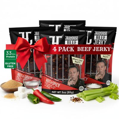 JailHouse Beef Jerky Hot & Spicy | High-Protein Snacks for adults, Gluten-Free Jerky Fuel for Active Lifestyles | Uncut Mob Taste | Your Poker Table Carnivore Snax | The Perfect Gourmet Gift for Men