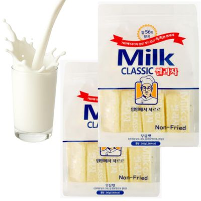 Milk Classic Rice Cracker 240g 2 Pack Large Size - Korean Snack with Milk Flavor - Soft, Melt-in-the-Mouth Texture - Perfect Asian Rice Crackers for Light Snacking, Sweet & Milky