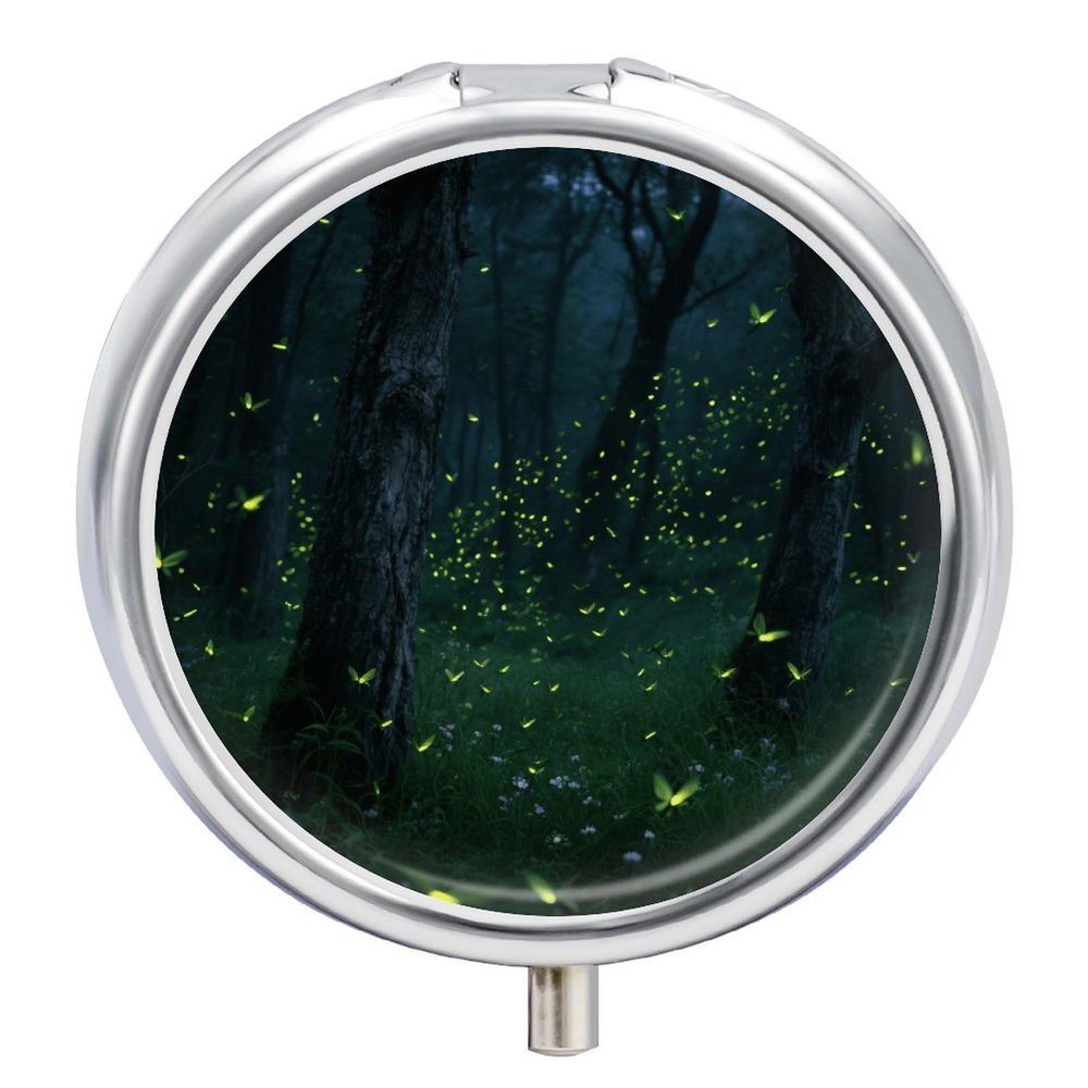 Nutritional Supplement Box Firefly Forest Printed Daily Portion Box Portable Three Compartments Suitable for Travel and Commuting