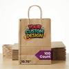 Brown Kraft Paper Takeout Bags, Cub Size 8 x 4.5 x 10.8 in, Recyclable, Customizable, for Cafes, Catering & Retail view 1
