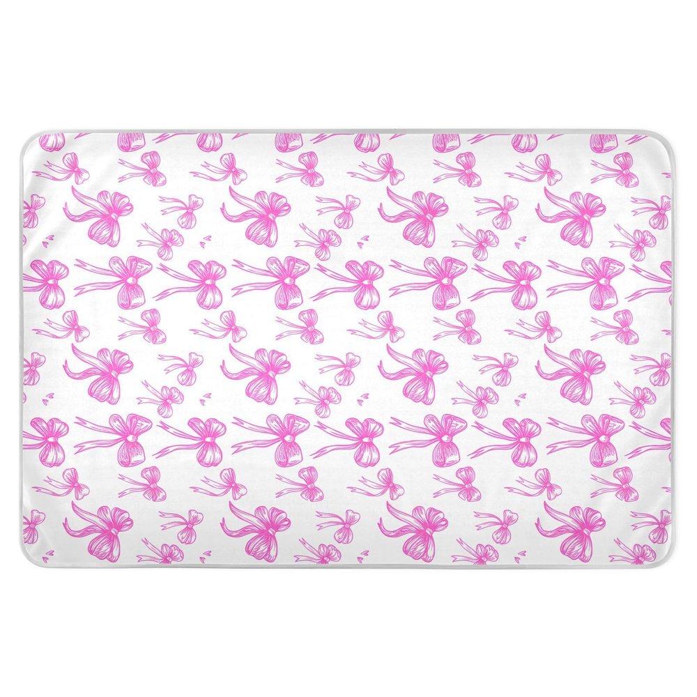 GOODOLD Washable Bed Pad for Incontinence 34" x 52" - Large Reusable Waterproof Mattress Protector with Non-Slip Back for Kids and Adults (Hand-Drawn Pink Bows)