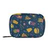 Eyanle Navy Blue Fast Food and Stars Travel Pill Organizer Case Box Container Weekly Portable Vitamin Medicine Holder Storage Bag with Zipper Removable view 1