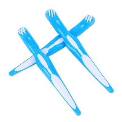 GANAZONO 3PCS Denture Cleaning Brush Double Headed Soft Bristles Non Slip Handle False Teeth Cleaner Portable for Home Use