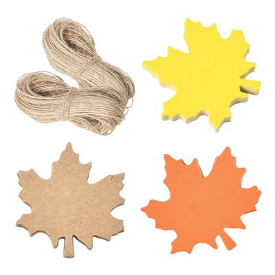 SUNNYCLUE 150Pcs Maple Leaf Gift Tags Leaves Tag with 1 Bundle Rope Thanksgiving Day Personalized Name Labels Fall Autumn Paper Hanging Ornaments for Wedding Birthday Party Holliday Decorations