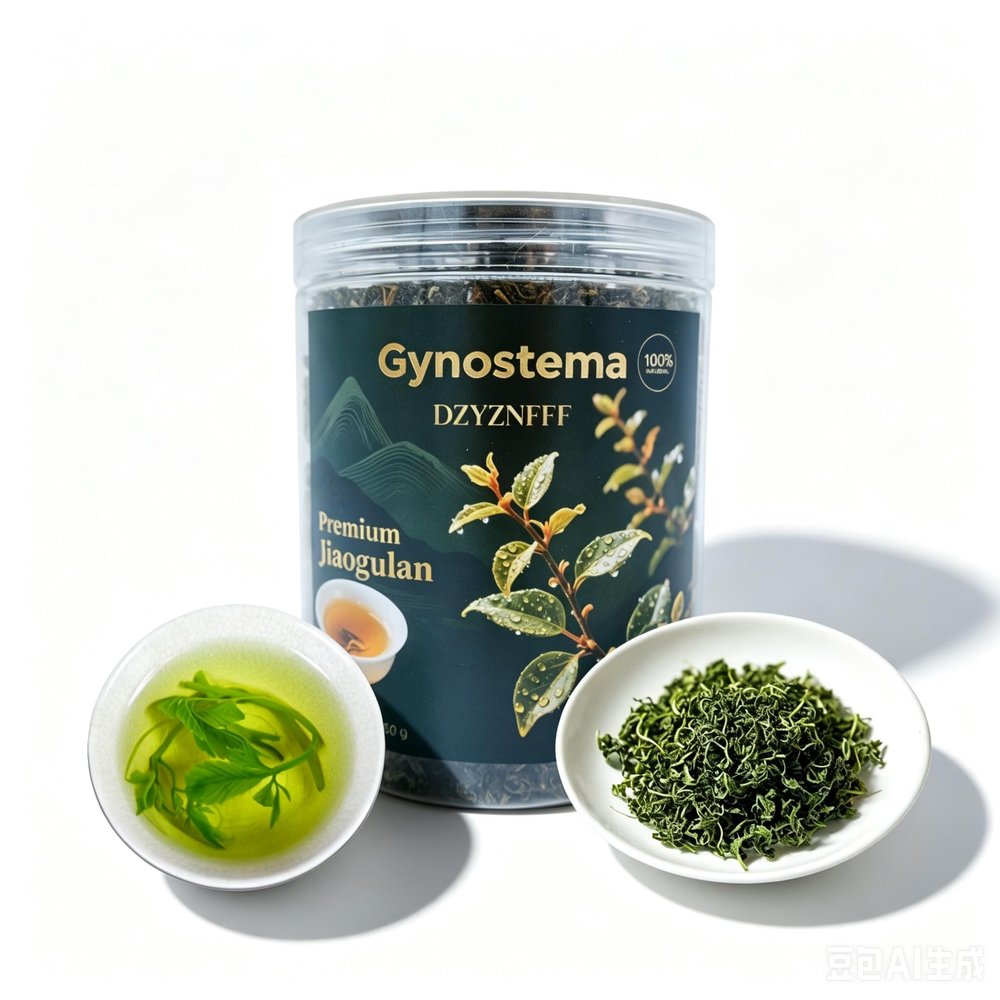 Gynostemma Pentaphyllum Tea | 150g Round Plastic Jar | Mild Sweet Flavor for Daily Hydration & Office Brewing | Hot/Cold Infusion, Travel-Friendly Container