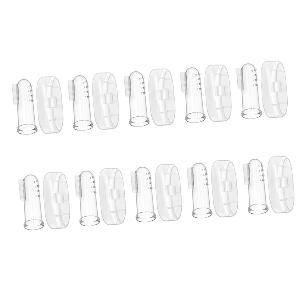 LOLIPPYY 10 Sets Finger Toothbrushes for Newborns Oral Cleaning Soft Silicone Brush with Tongue Massager Safe Transparent Box for and Gum Care