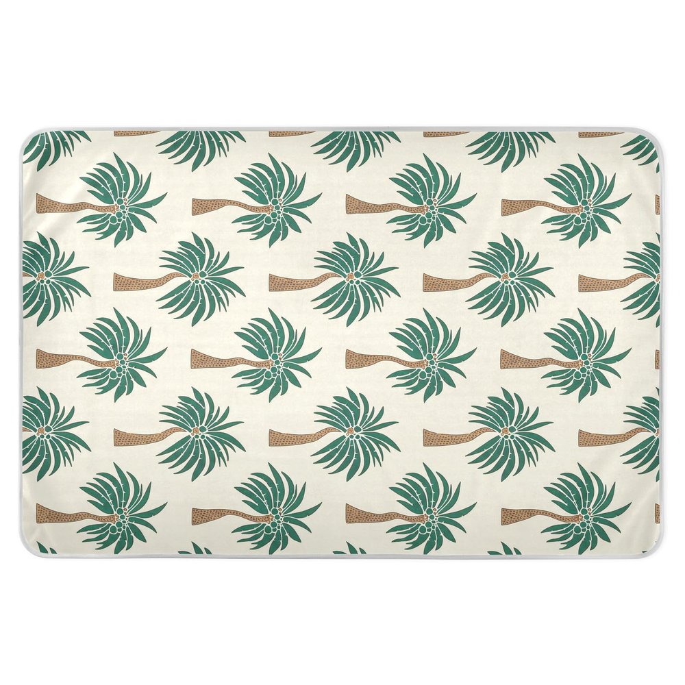 GOODOLD Washable Bed Pad for Incontinence 34" x 52" - Large Reusable Waterproof Mattress Protector with Non-Slip Back for Kids and Adults (Palm Trees Beige)