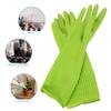 HAMPPLIES Non Slip Long Dishwashing Gloves with Granular Palm Oil Resistant Protective Kitchen Cleaning Gloves for Dishwashing Food Prep Gardening Extended for Wrist Protection Green view 3