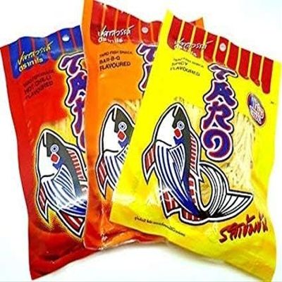 ARS Store Listing For Taro Fish Snack BBQ, Hot Chili, Spicy Thai Food No Fat High Protein (3 x 20 g.)