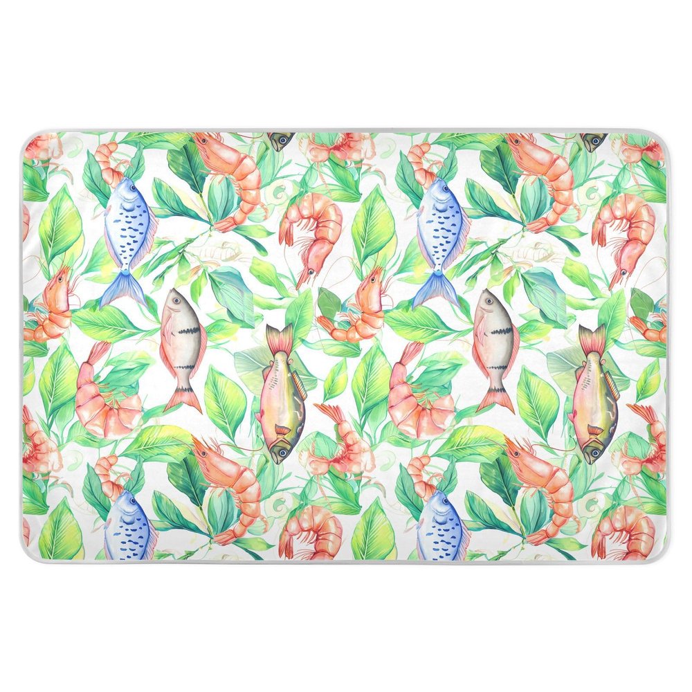 GOODOLD Washable Bed Pad for Incontinence 34" x 52" - Large Reusable Waterproof Mattress Protector with Non-Slip Back for Kids and Adults (Colorful Fish Pattern)