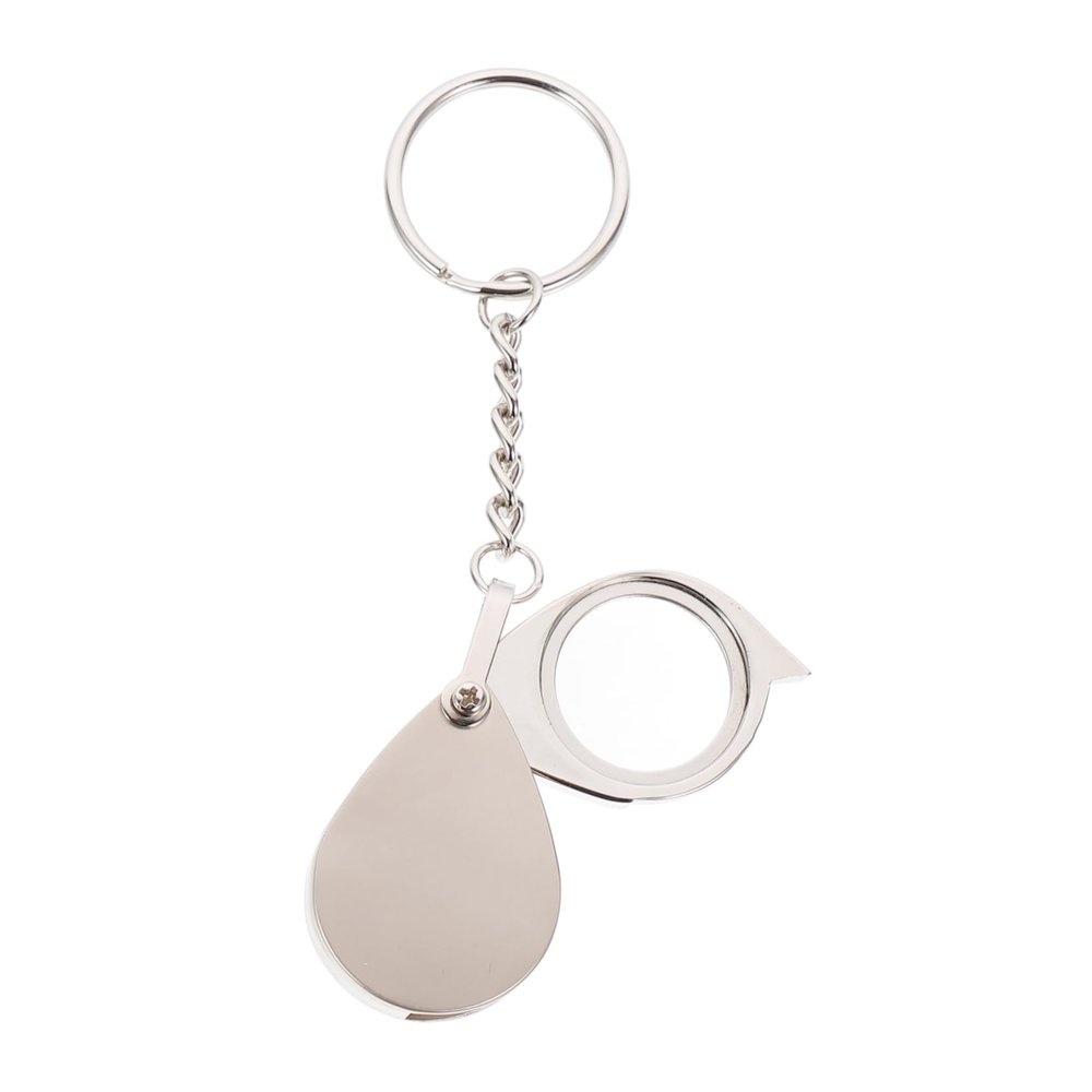 PENIKOKO Mini Portable Foldable Loupe Magnifier Keychain Magnification Retractable Lens with Metal Keyring for Jewelry Coins Stamps Inspection and Reading