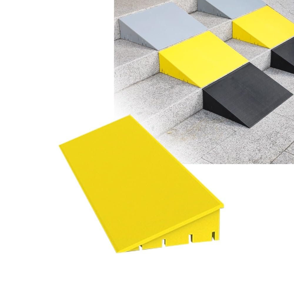 50x38x15cm Plastic Doorways Ramp for Bathroom Steps, Small Threshold Ramps Driveway Curb Ramp, 50x35x14cm Portable Handicap Ramp for Home(Yellow,50x8x2cm)