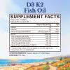 Vitalitown Vitamin D3 K2 with Fish Oil Omega-3 Supplements, 1000mg EPA DHA Omega 3 Fatty Acids from Fresh Wild Caught Fish, Support for Heart & Brain Health, 120 Softgels view 2