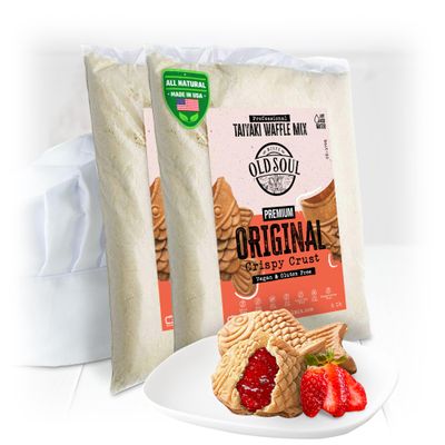 OldSoul Professional Taiyaki Waffle Mix | Crispy | Original Flavor | Dough Mix | GLUTEN FREE & VEGAN | 10 Lbs | 168 Waffles (10 Lbs, Gluten Free & Vegan)