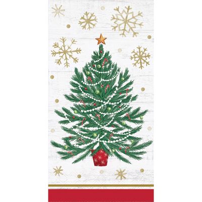 Timeless Tree Holiday Guest Towels, 3-Ply Paper, 8x4 Inch, 32 Count, Decorative Disposable Napkins