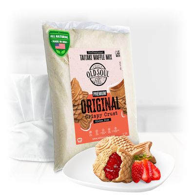 OldSoul Professional Taiyaki Waffle Mix | Crispy | Original Flavor | Dough Mix | GLUTEN FREE | 5 Lbs | 84 Waffles (5 Lbs, Gluten Free)