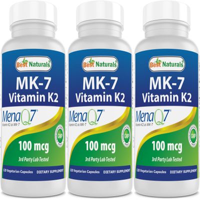 Best Naturals MK-7 Vitamin K2 100 mcg 120 ct (Pack of 3)