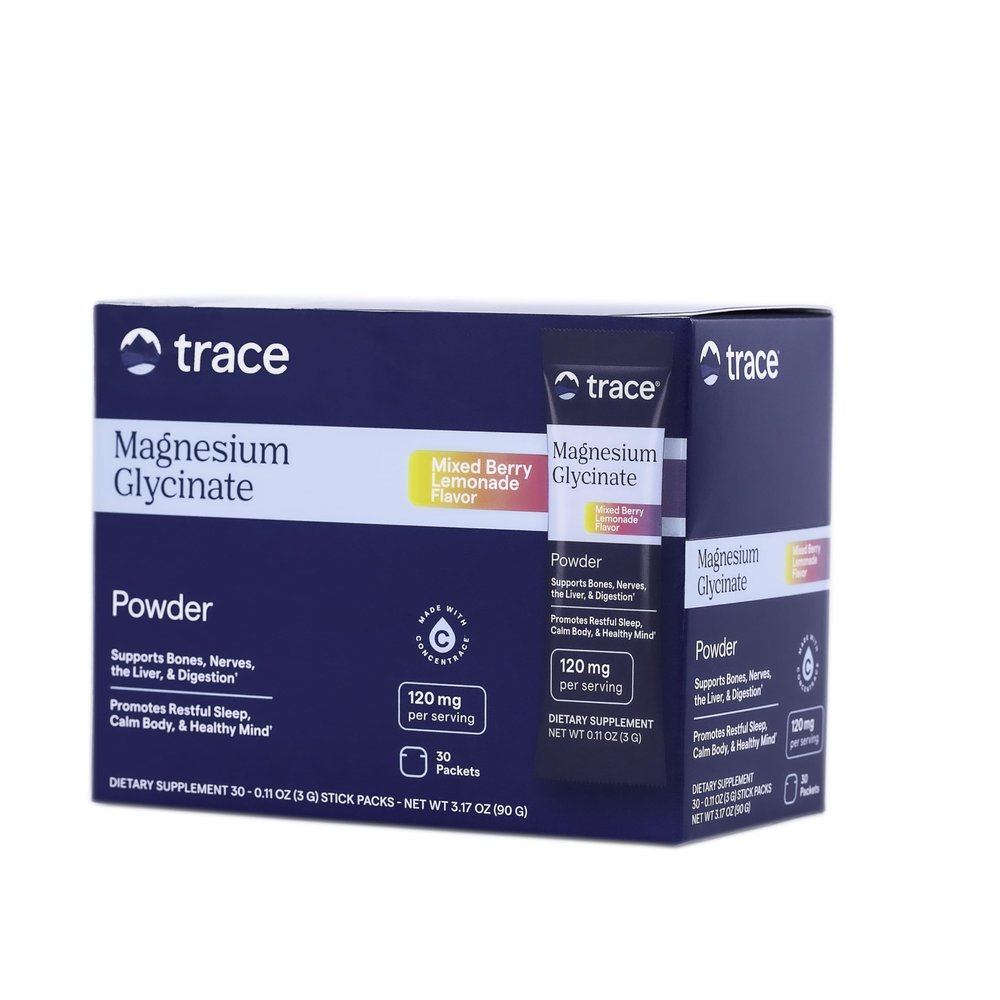 Trace Minerals Magnesium Glycinate - Bedtime Magnesium Supplement for Sleep Support - Nervous System & Healthy Mindset Support - Travel-Friendly Stick Packs - Mixed Berry Lemonade Flavor - 30 Servings