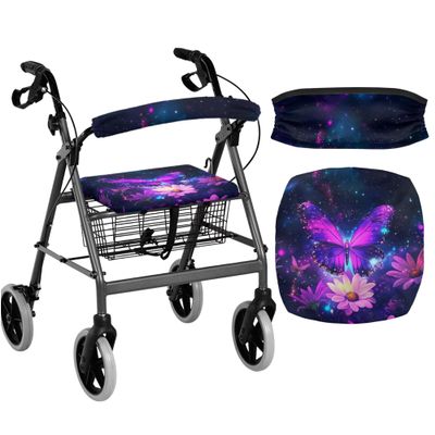 Rerteryuro Butterfly Walkers for Seniors Cover Universal Fit Rollator Accessories Walkers for Seniors with Seat Cover Washable Walker Seat Covers