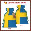 Longzehao Swedish flag Print Christmas Drawstring Gift Bags,Gift Wrapping Bag for Xmas Holiday Birthday Party view 3