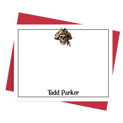 Cathy Wraps Pirate Note Cards with Envelopes, Personalized Stationery Set for Boys, Set of 12 Flat Notecards