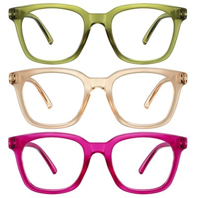AIMISUV Reading Glasses for Women Men - Blue Light Blocking Magnifying Readers, Square Anti-Glare Computer Eyeglasses(Clear MIX4, 0.75X)
