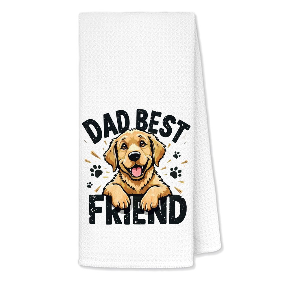 Forest Charge Funny Dog Dad Gift Kitchen Towel - Best Friend Themed Hand Towels for Dog Daddy from Wife or Kids - Unique Puppy Themed Decor for Kitchen & Bathroom, 16x24 Inch