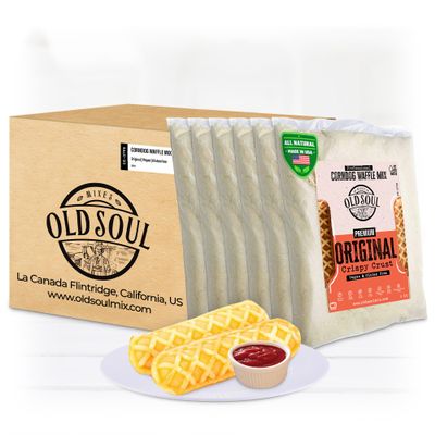 OldSoul Professional Corndog Waffle Mix | GLUTEN FREE & VEGAN | Original Flavour | 30 Lbs | 840 Waffles (30 Lbs, Gluten Free & Vegan)