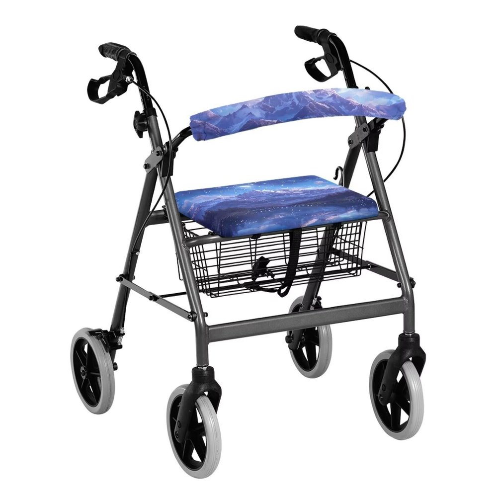 LVEWYB Snowy Mountain Rollator Walker Seat Cover for Ladies Soft Stretchy Protection Walkers Covers Soft Rollators Accessories Fashion Pattern for Seniors Travel