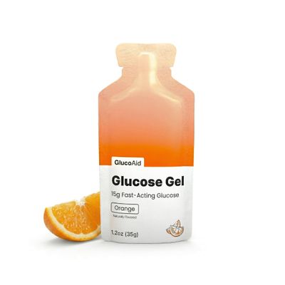 GlucoAid 15g Glucose Liquid Gel, Orange 20 Pack - Fast-Acting Liquid Glucose