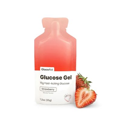 GlucoAid 15g Glucose Liquid Gel, Strawberry 50 Pack - Fast-Acting Liquid Glucose