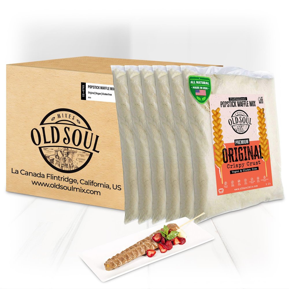 OldSoul Professional Popstick Waffle Mix | Crispy | Stick Waffles Dough Mix | GLUTEN FREE & VEGAN | Original Flavor | 30 lbs | 672 Waffles (30 Lbs, Gluten Free & Vegan)