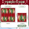 100Pcs Red Pines Trees Paper Napkins Christmas Disposable Party Napkin 6.5" Seasonal Winter Xmas Luncheon Hand Towel for Holiday New Year Party Table Decor view 2