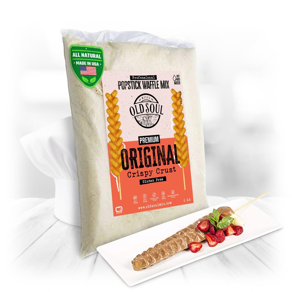 OldSoul Professional Popstick Waffle Mix | Crispy | Stick Waffles Dough Mix | GLUTEN FREE | Original Flavor | 5 lbs | 112 Waffles (5 Lbs, Gluten Free)
