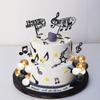 Gyufise 30Pcs Rock Music Happy Birthday Cake Topper Piano Guitar Cake Toppers Glitter Music Notes Balls Cake Decorations for Musician Birthday Party Supplies Black White Silver view 2