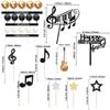 Gyufise 30Pcs Rock Music Happy Birthday Cake Topper Piano Guitar Cake Toppers Glitter Music Notes Balls Cake Decorations for Musician Birthday Party Supplies Black White Silver view 3
