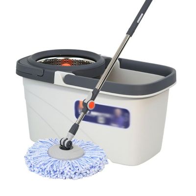 Floor Spin Mop and Bucket Set with 3 Replacement Head Refill,Microfiber Spin Mop, Push-Down Wringing System,Home Floor Cleaning Use,B