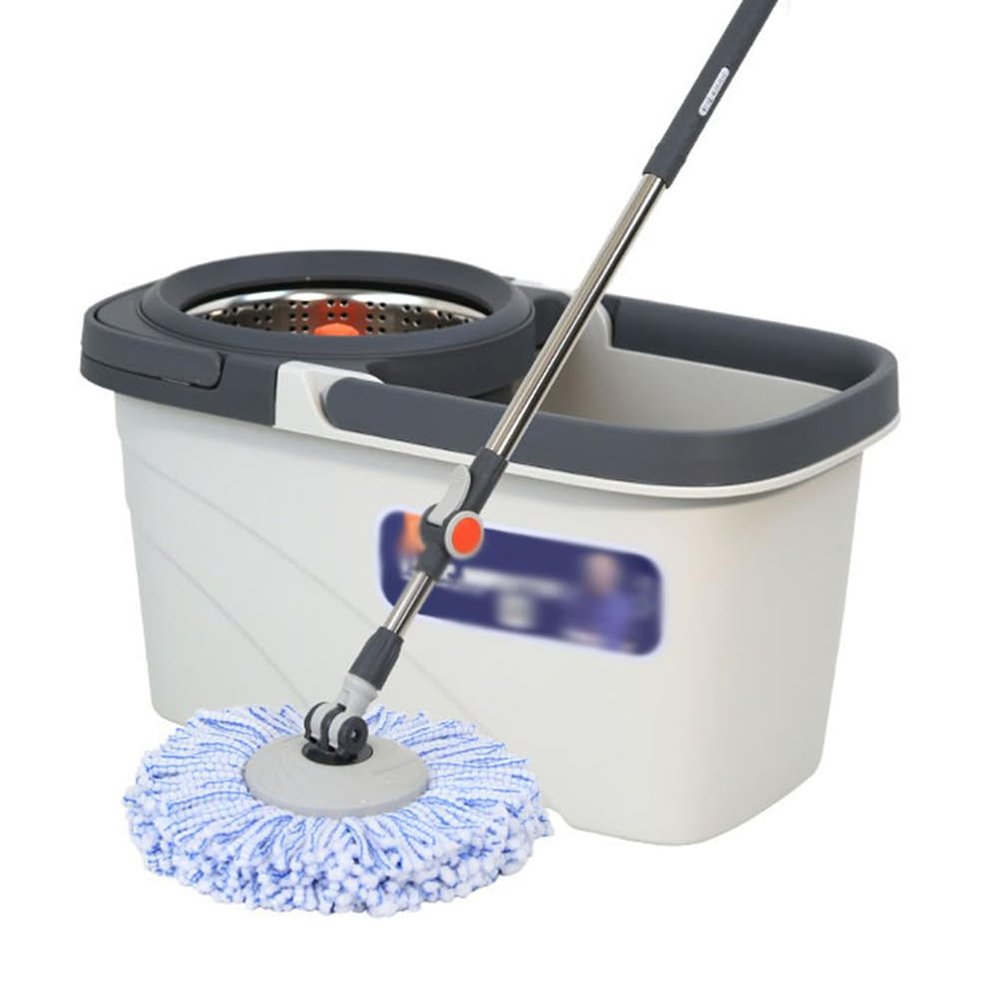 Floor Spin Mop and Bucket Set with 3 Replacement Head Refill,Microfiber Spin Mop, Push-Down Wringing System,Home Floor Cleaning Use,B