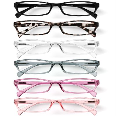 Gaoye Reading Glasses for Women, 6 pack Fashion Readers for Women Men Spring Hinge Eye Glasses, Blue Light Reading Glasses