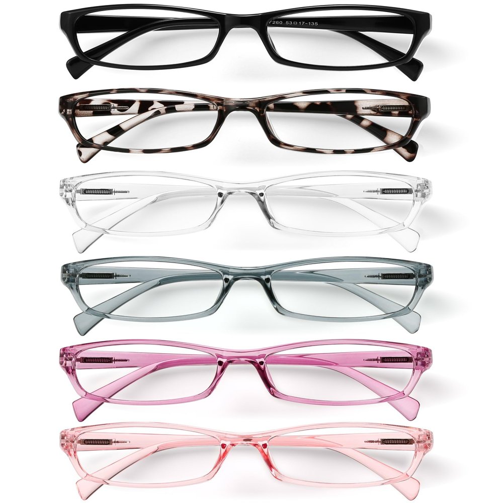 Gaoye Reading Glasses for Women, 6 pack Fashion Readers for Women Men Spring Hinge Eye Glasses, Blue Light Reading Glasses