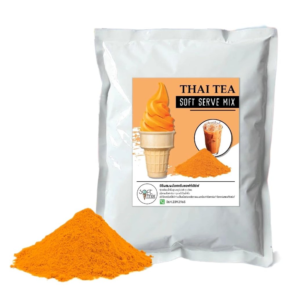 Soft Serve Ice Cream Mix Powder of Creamy Ice Cream, Easy to Prepare, Just Add Water Makes 3.5 Kg - 1kg (Thai tea)