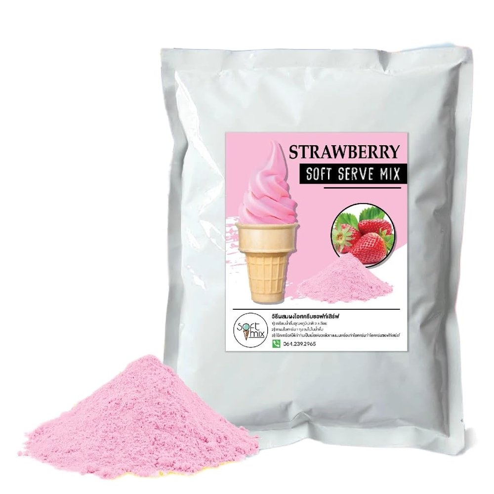 Soft Serve Ice Cream Mix Powder of Creamy Ice Cream, Easy to Prepare, Just Add Water Makes 3.5 Kg - 1kg (strawberry)