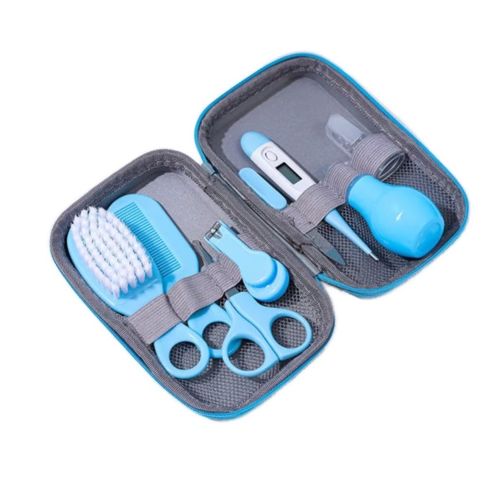 Baby Grooming Kit, Baby Hair Brush/Nail Clipper/Nose Cleaner/Finger Toothbrush/Nail Scissors/Manicure Kit for Baby Care Keep Healthy and Clean(8 in 1