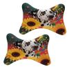 2Pcs Dalmatian Dog Sunflowers Abstract Colorful Art Car Headrest Protect Neck Pillow Ergonomic Design, Breathable & Comfortable Memory Foam Car Headrest Pillow for Travel Car Seat & Home view 1