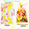 100PCS Pink Dot Cellophane Treat Bags 7.9x4.8 inches - Plastic Gift Bags with 100 Gold Twist Ties, Yellow Pink Dot Printed Pattern for Birthday Parties, Baby Showers, Weddings, Party Favors view 2