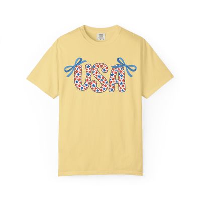 USA Floral Patriotic Comfort Colors Butter