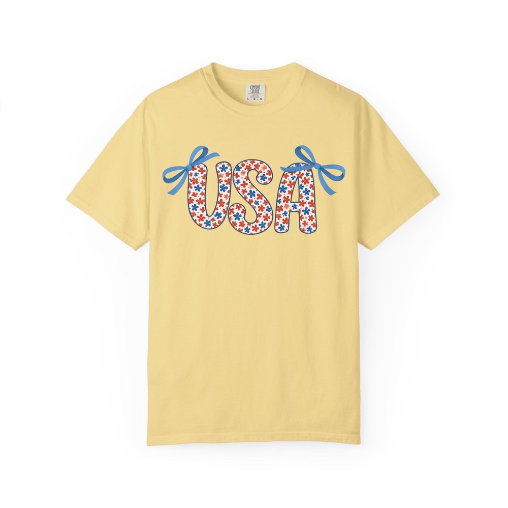 USA Floral Patriotic Comfort Colors Butter
